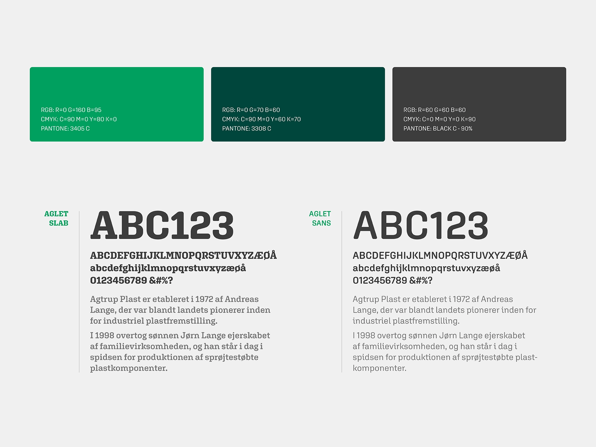 Agtrup Plast - Farver og typografi